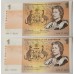 AUSTRALIA 1966 . ONE 1 DOLLAR BANKNOTES . COOMBS/WILSON . CONSEC PAIR . FIRST PREFIX AAA